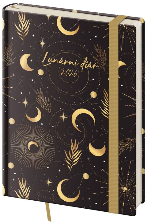 Obrázek produktu: Diář 2026 týdenní B6 lunární Luna s gumičkou