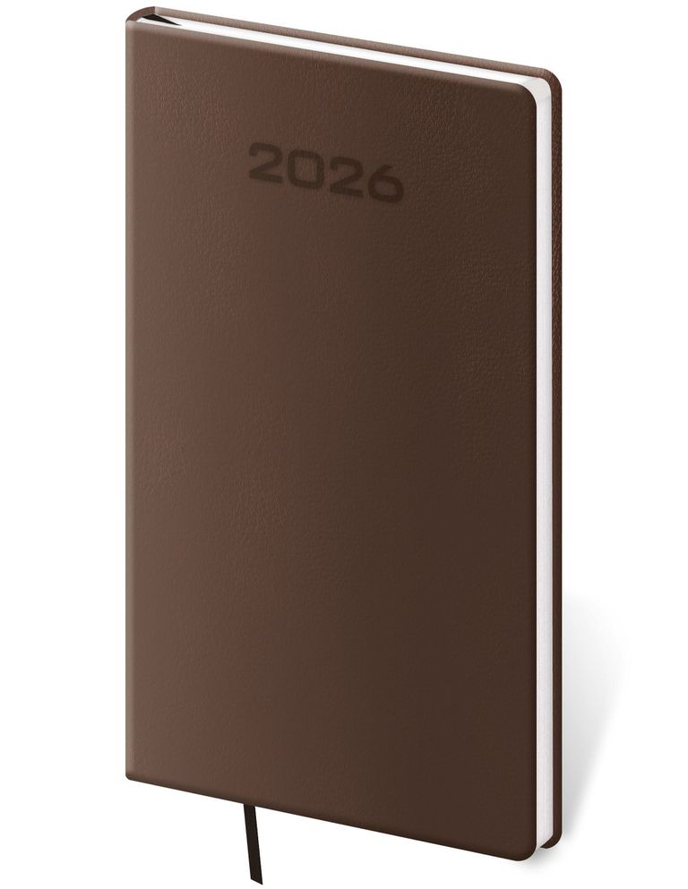 Diář 2026 týdenní kapesní A5 Soft - hnědá