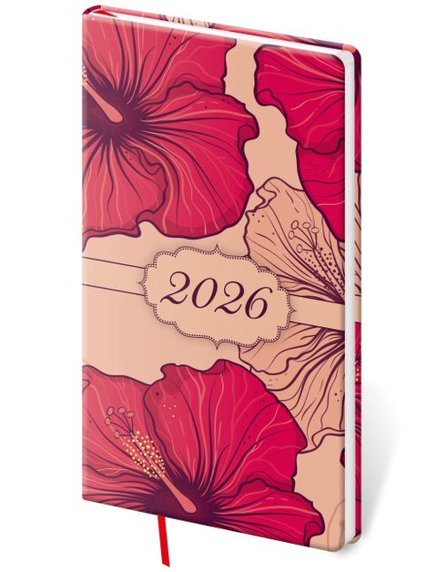 Obrázek produktu: Diář 2026 týdenní kapesní Vario Lyra - Hibiscus