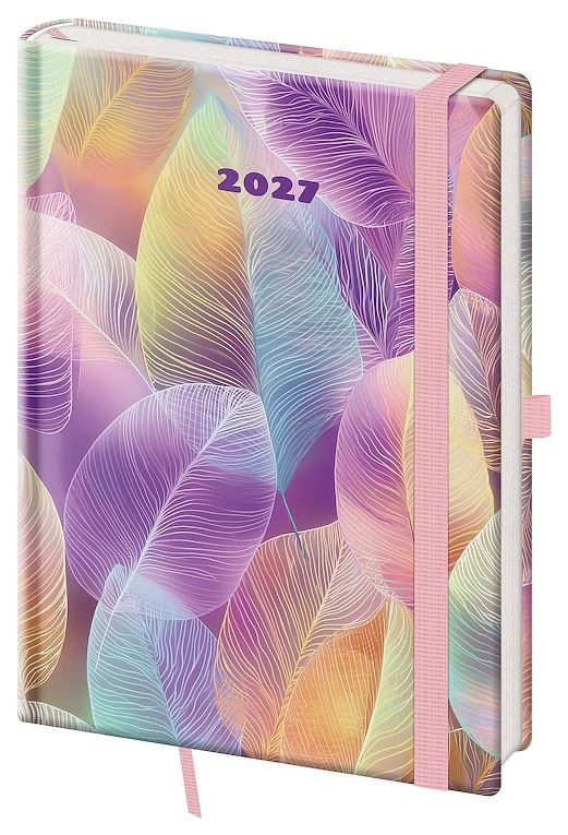 Diář 2027 týdenní A5 Vario - Feathers s gumičkou