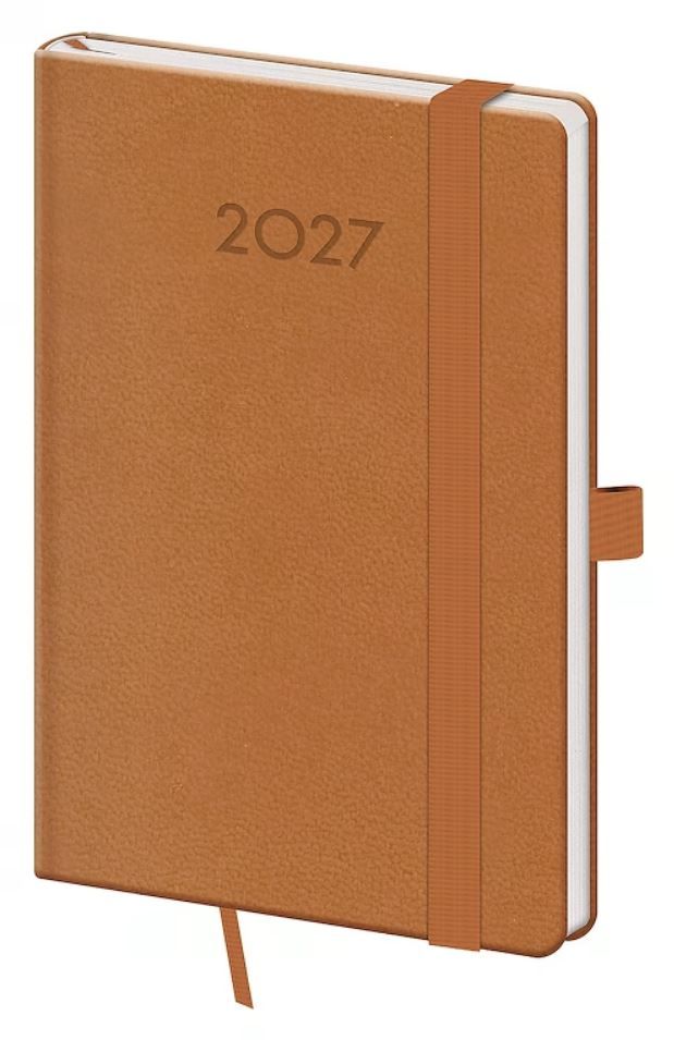 Diář 2027 týdenní kapesní Print Plus - přírodní hnědá NEW
