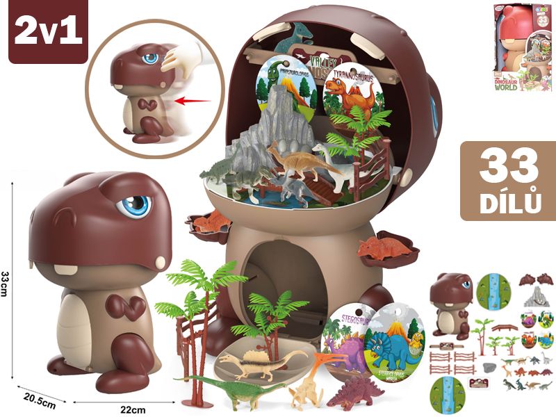 Dinosaurus na kolečkách/ kufřík, 33 cm