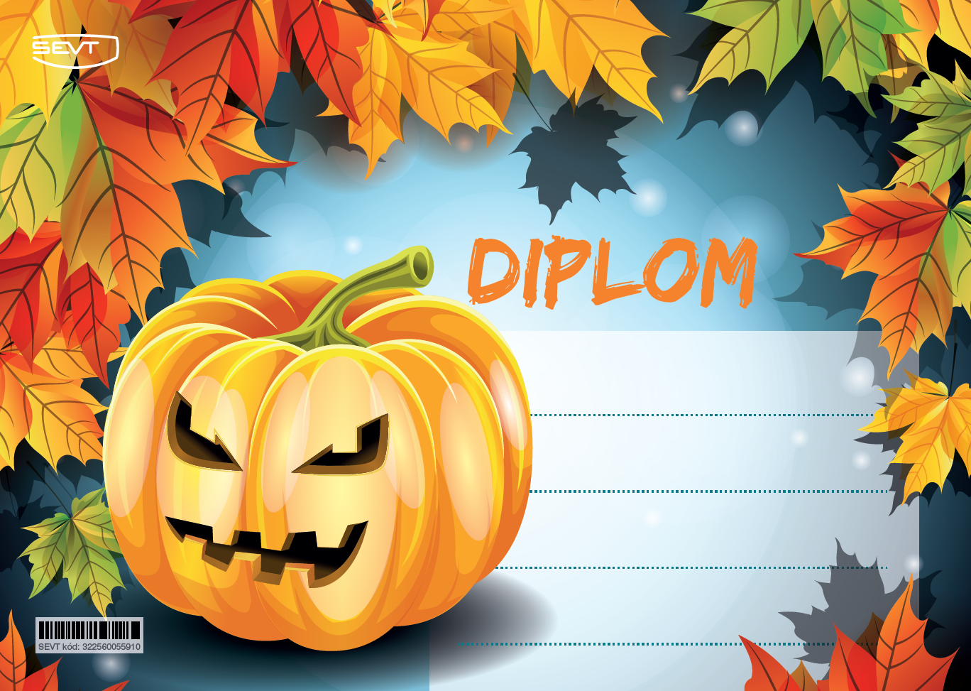 Diplom A5 Podzim Halloween dýně a listí