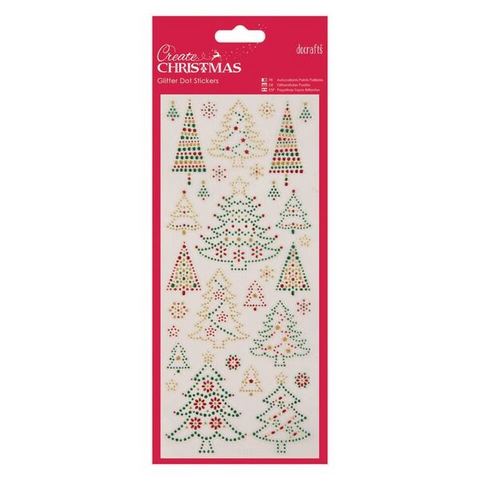 Obrázek produktu: Docrafts Vánoční samolepky, glitrové - Vánoční stromečky