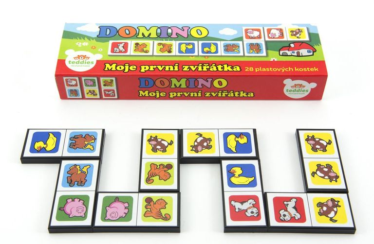 Domino Moje první zvířátka 28ks společenská hra v krabičce 21x6x3cm