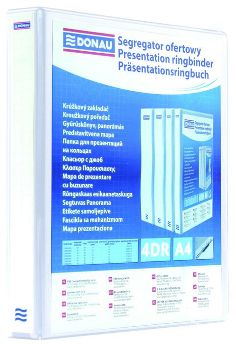 Obrázek produktu: Donau Prezentační pořadač 4-kroužkový, A4, 4RD/16 mm, PP - bílý