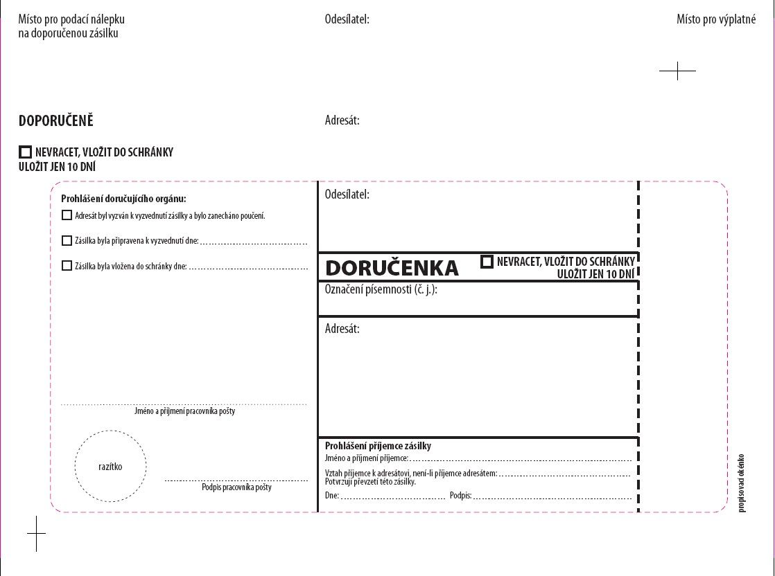 Doručenka bílá Správní řád