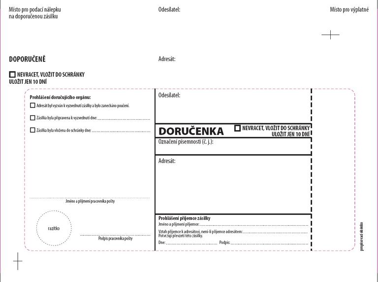 Doručenka - C5, bez pruhu, s poučením, 1000 ks