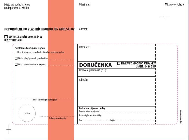 Doručenka - C5, červený pruh, s poučením, 1000 ks