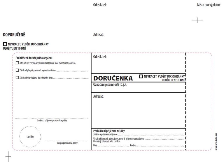 Doručenka - C5, modrý pruh, s poučením, 1000 ks