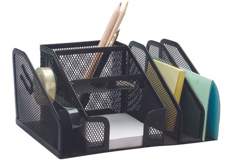 Obrázek produktu: Drátěný stolní zásobník Office Set, 6 přihrádek - černý