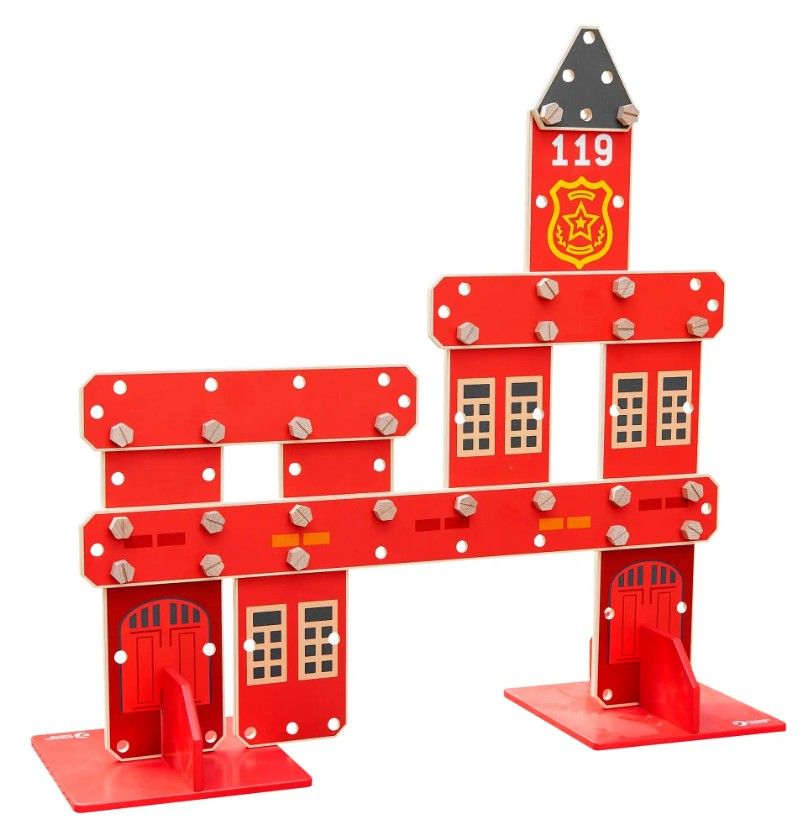 Dřevěná červená stavební sada Classic World