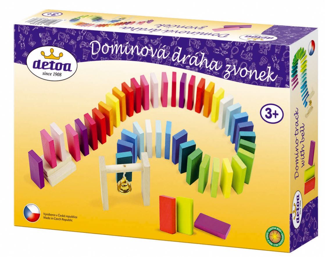 Dřevěná dominová dráha se zvonečkem, 95ks