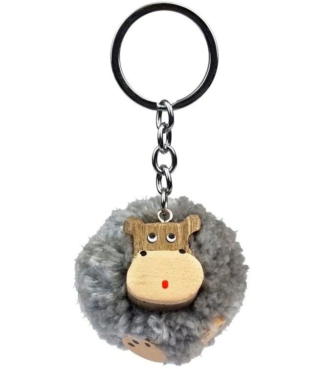 Dřevěná klíčenka - pompon Hroch
