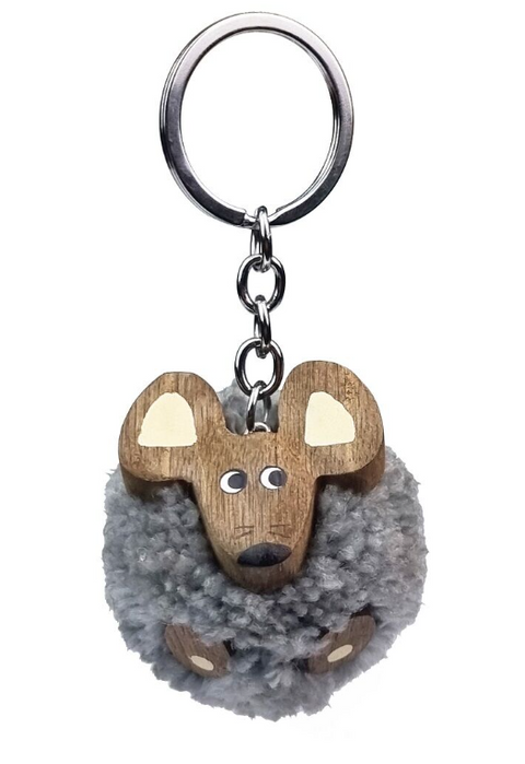Obrázek produktu: Dřevěná klíčenka - pompon Myš
