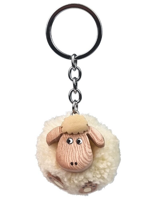 Obrázek produktu: Dřevěná klíčenka - pompon Ovce