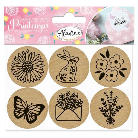 Obrázek produktu: Dřevěná razítka Aladine, 6 ks - Jaro