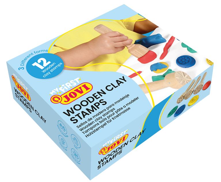 Dřevěná razítka JOVI BABY, 12 ks - 3 motivy