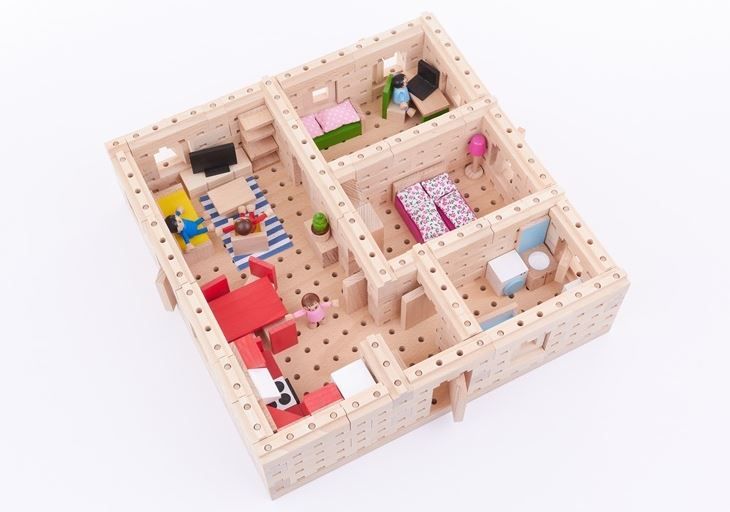 Dřevěná stavebnice Buko  - Velký dům  půdorys, 298 dílů