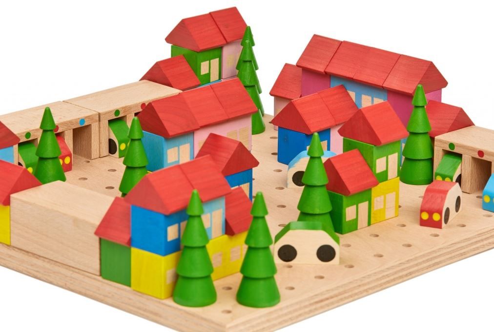 Dřevěná stavebnice Městečko, 89 dílů