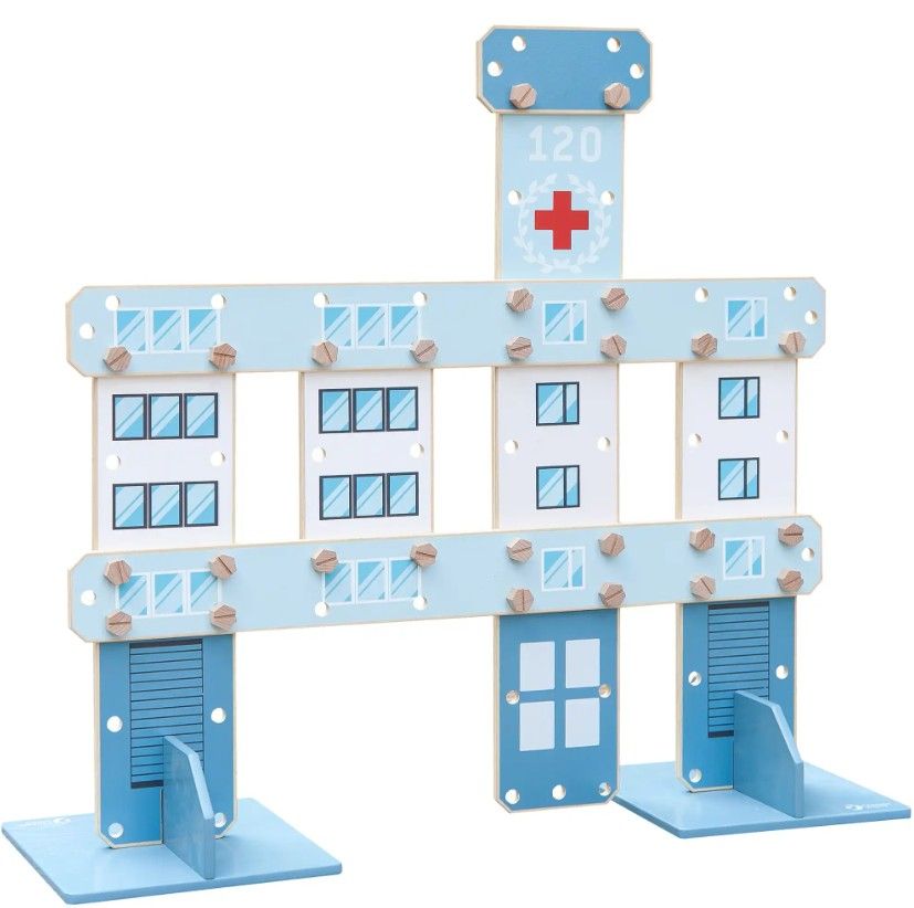 Dřevěná světle modrá stavební sada Classic World