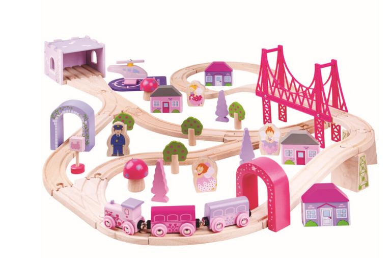 Bigjigs Rail Dřevěná velká vláčkodráha princezny