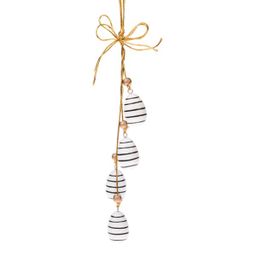 Obrázek produktu: Dřevěná závěsná vajíčka - sada 4ks, proužek/bílá