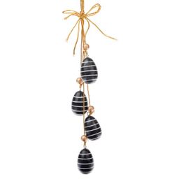 Obrázek produktu: Dřevěná závěsná vajíčka - sada 4ks, proužek/černá