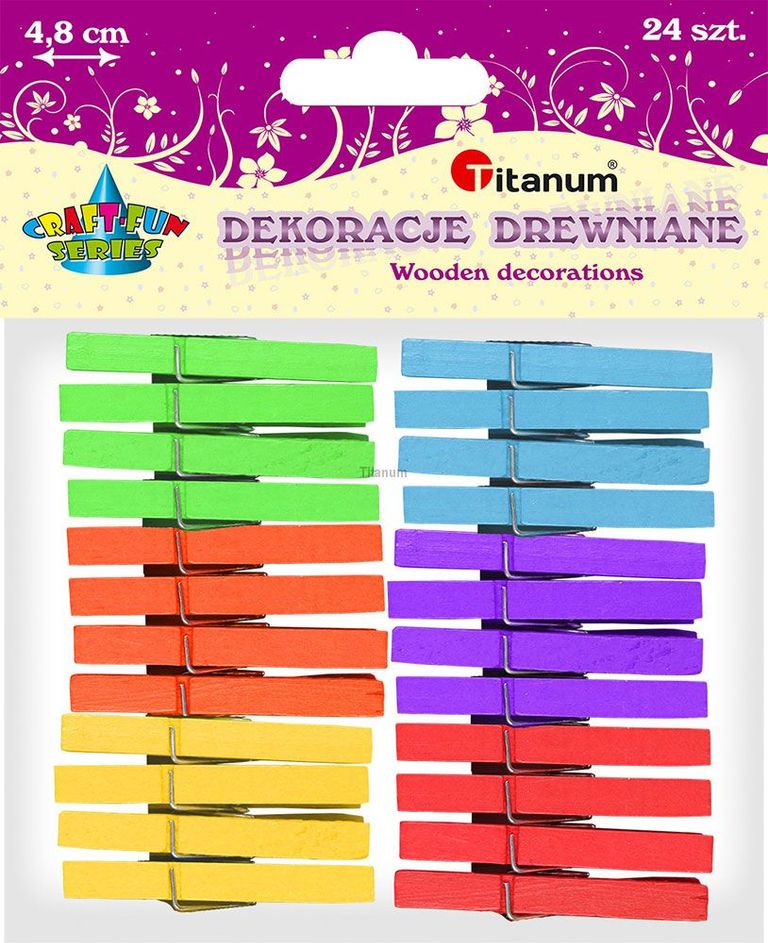Dřevěné kolíčky, 24 ks - 6 barev