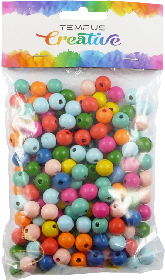 Dřevěné korálky, barevné 1 × 1,1 cm - 200 ks