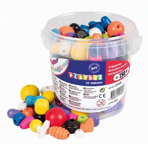 Obrázek produktu: Dřevěné korálky kbelík - základní 150 ks