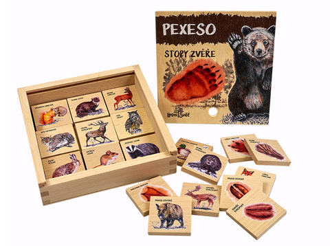 Obrázek produktu: Dřevěné pexeso - po stopách zvěře