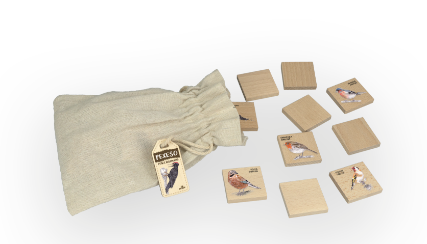 Dřevěné poznávací pexeso malé - ptáci kolem nás