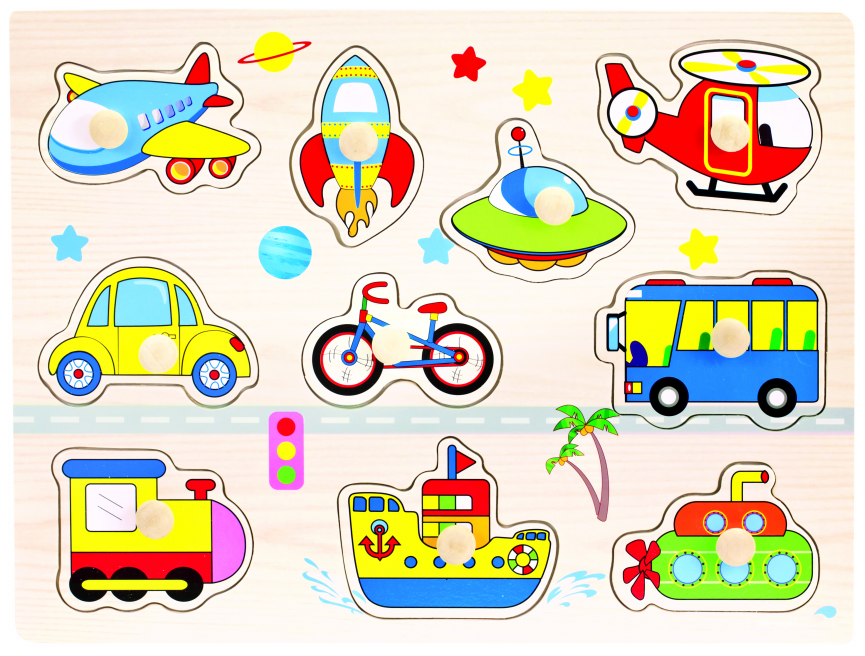 Dřevěné puzzle doprava, 10 dílků