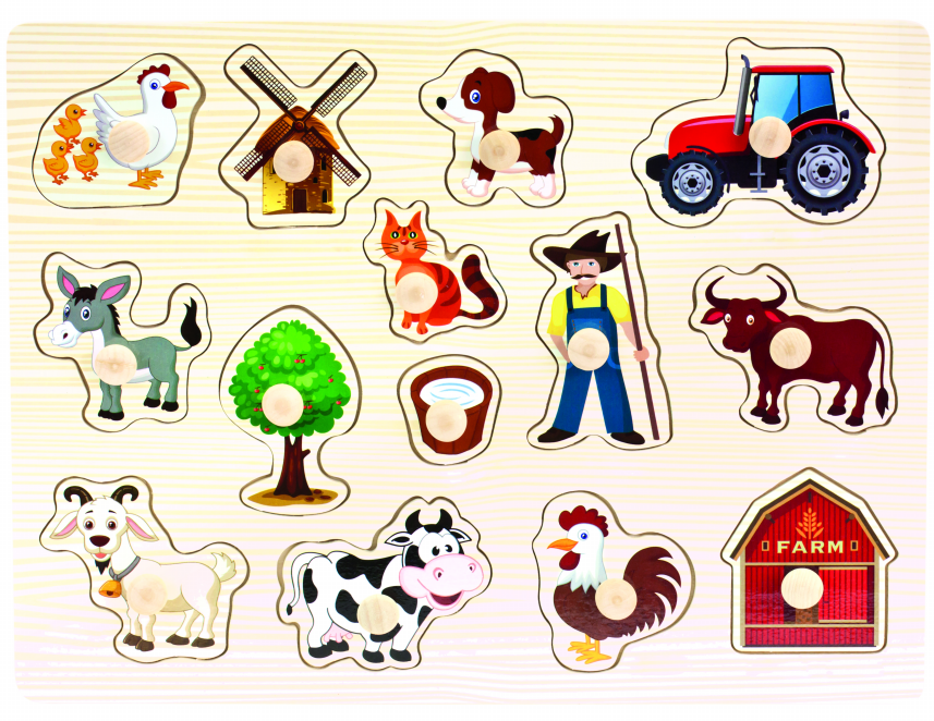 Dřevěné puzzle farma, 14 dílků
