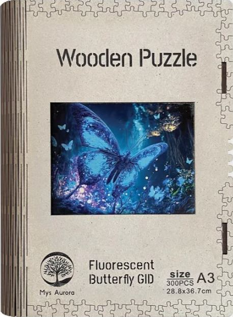 Epee Wooden puzzle Fluorescent Butterfly A3