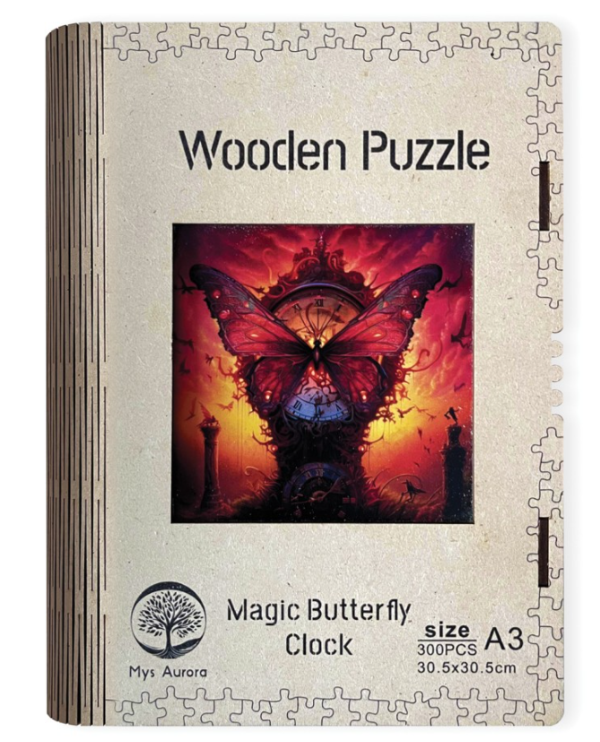 WOODEN Dřevěné magické motýlí hodiny 300 dílků