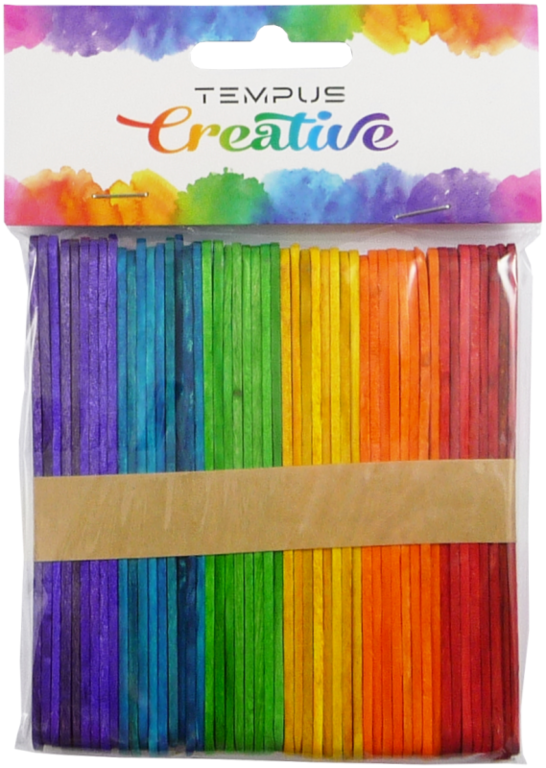 Dřevěné špachtle barevné - 115 mm × 10 mm