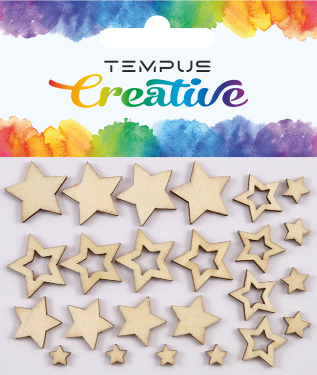 Dřevěné výřezy Hvězdičky - 24 ks