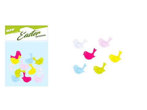 Obrázek produktu: Dřevěný ptáček 2,5 cm - 12 ks barevný mix