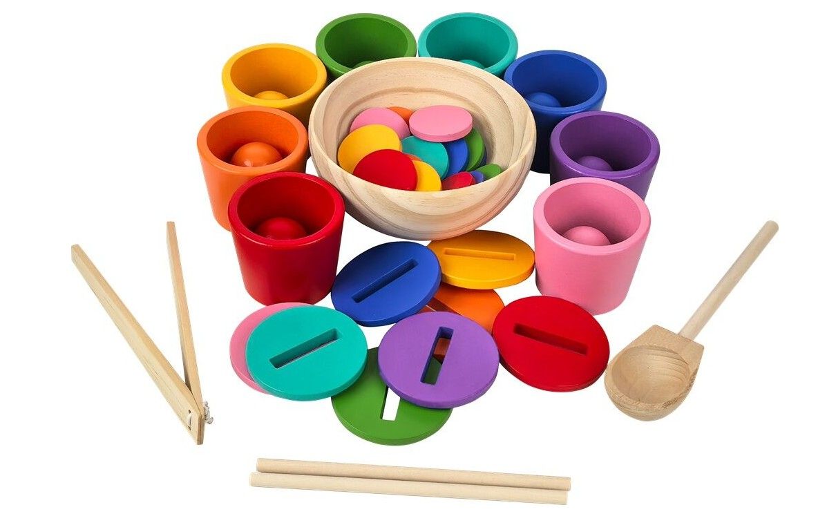 Duhové kuličky, mince a kalíšky 8 barev