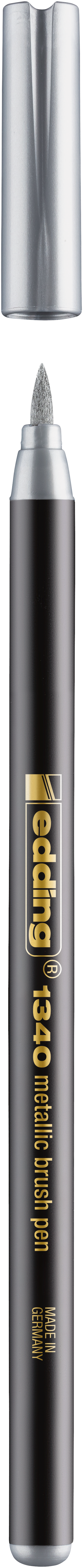 Edding 1340 Štětcový fix, metalicky stříbrný (054)