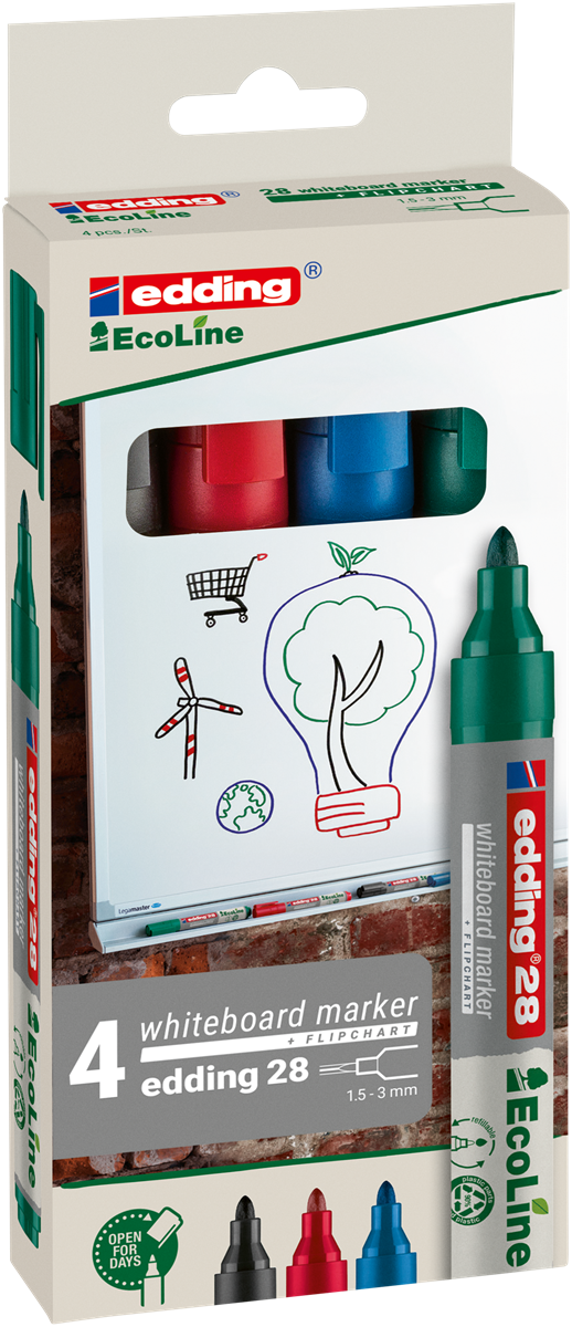 Edding 28 Popisovač na bílé tabule Ecoline - sada 4 barev