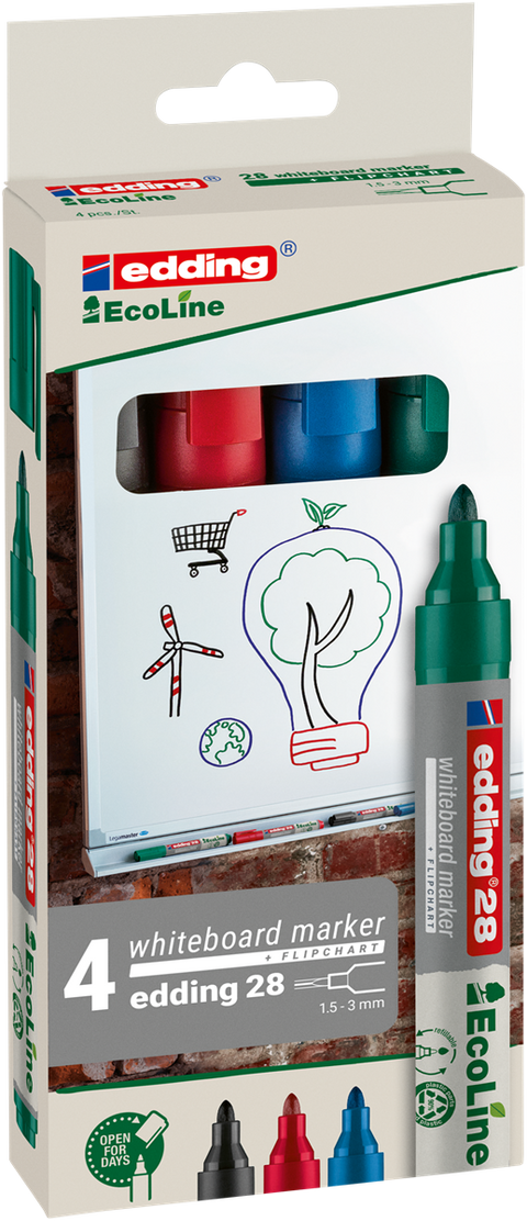 Obrázek produktu: Edding 28 Popisovač na bílé tabule Ecoline - sada 4 barev