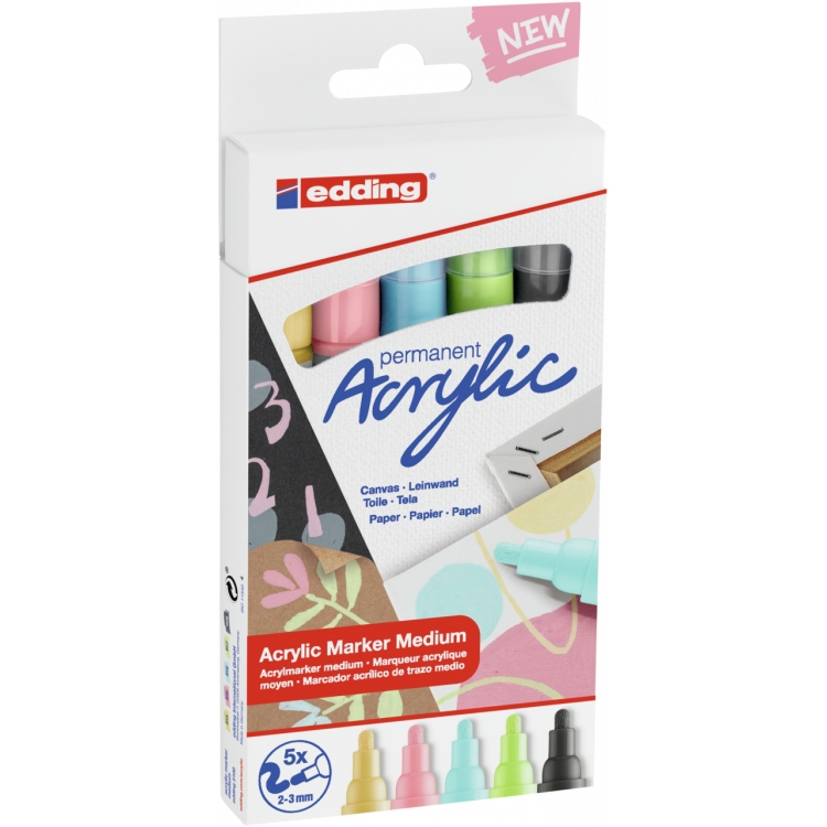 Edding Popisovač permanentní akrylový e-5100/5 M, sada Pastel