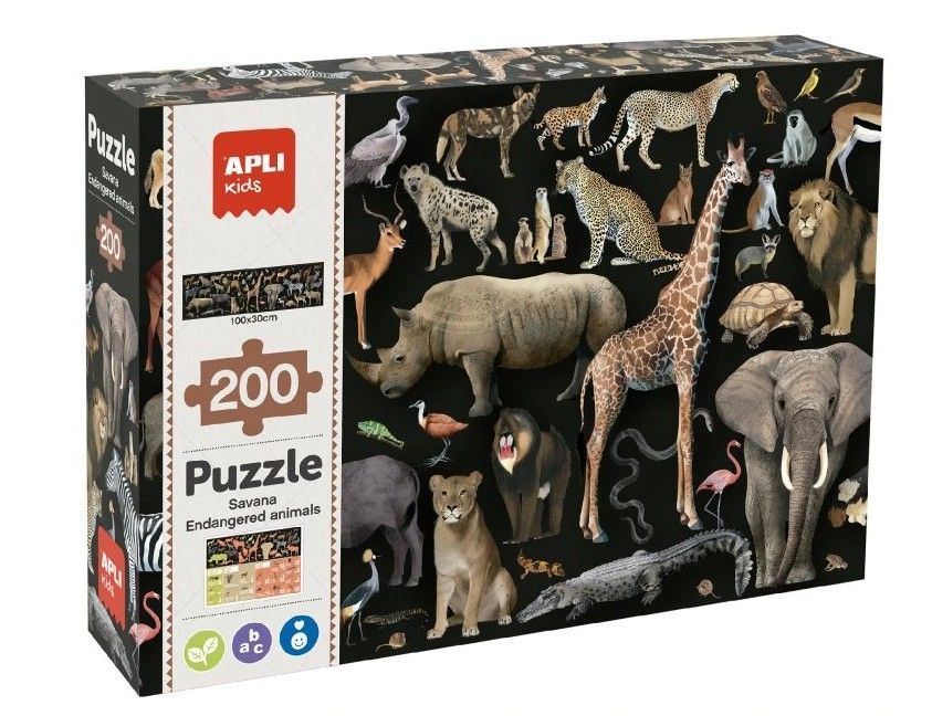 Edukační puzzle – Ohrožená zvířata v savaně
