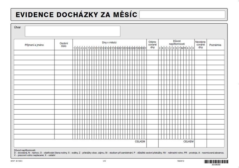 Evidence docházky A4