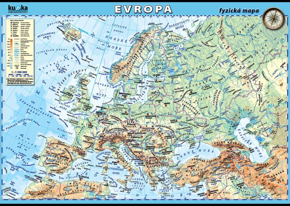 Evropa - fyzická mapa XL (100x70 cm)