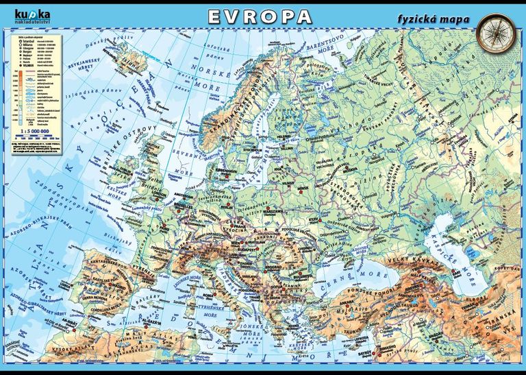 Levně Evropa - fyzická mapa XL (100x70 cm)