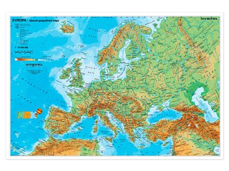 Obrázek produktu: Evropa fyzická/politická - mapa A3